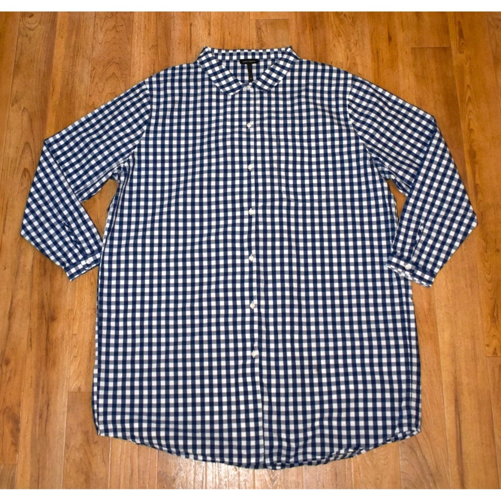 Cozy Earth Sutton Long Sleeve‎ Pajama Top Pacific Gingham Size 2XL